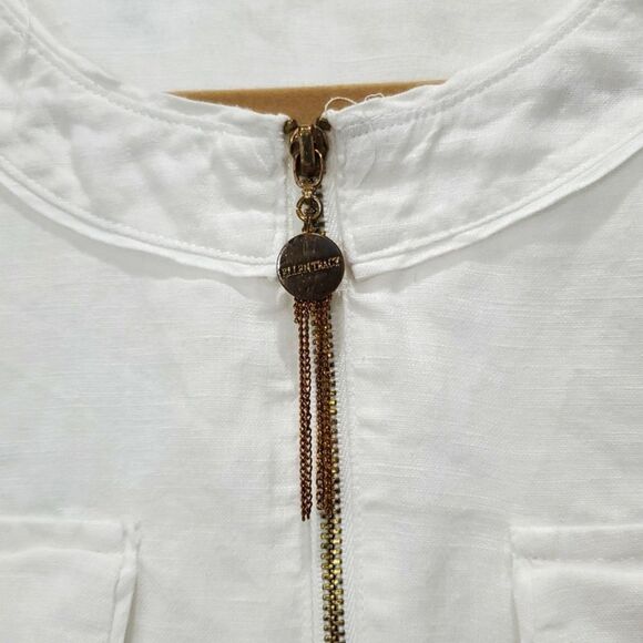 Ellen Tracy Womens 100% White Linen Shirt, Size Small - Picture 4 of 8